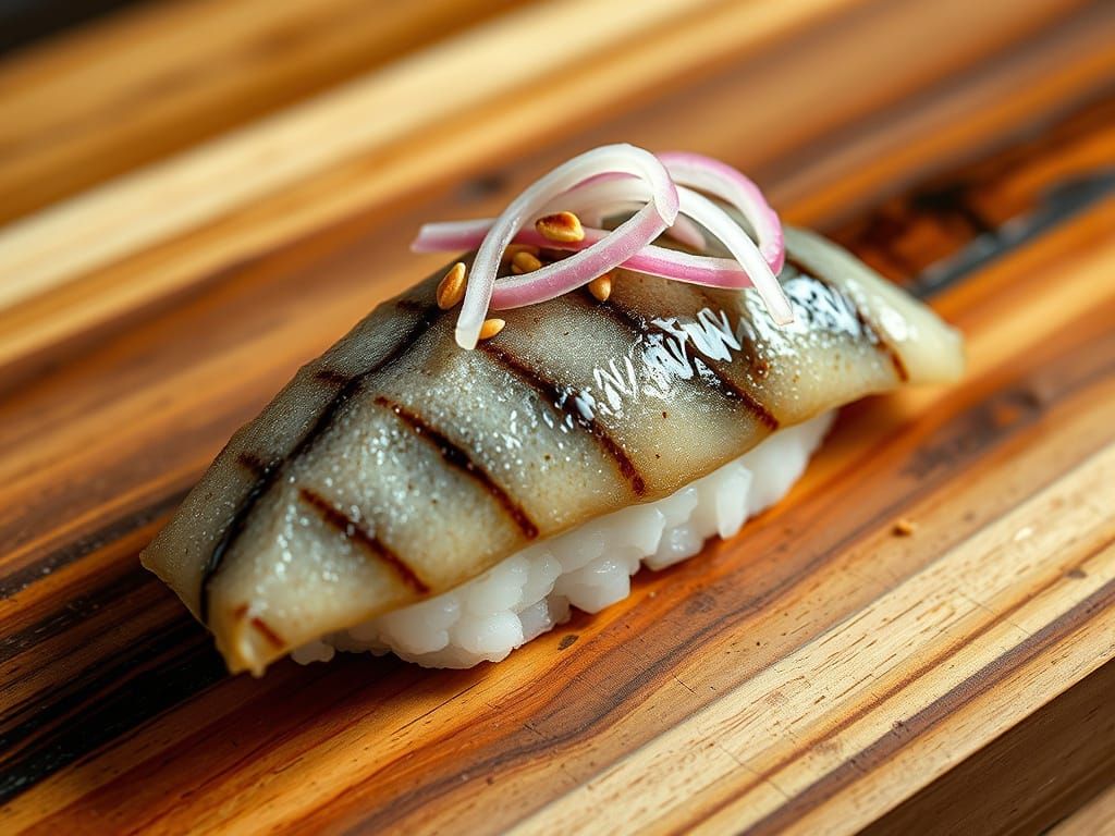Futuristic Fermented Herring Sushi in Japanese Pop Art Style