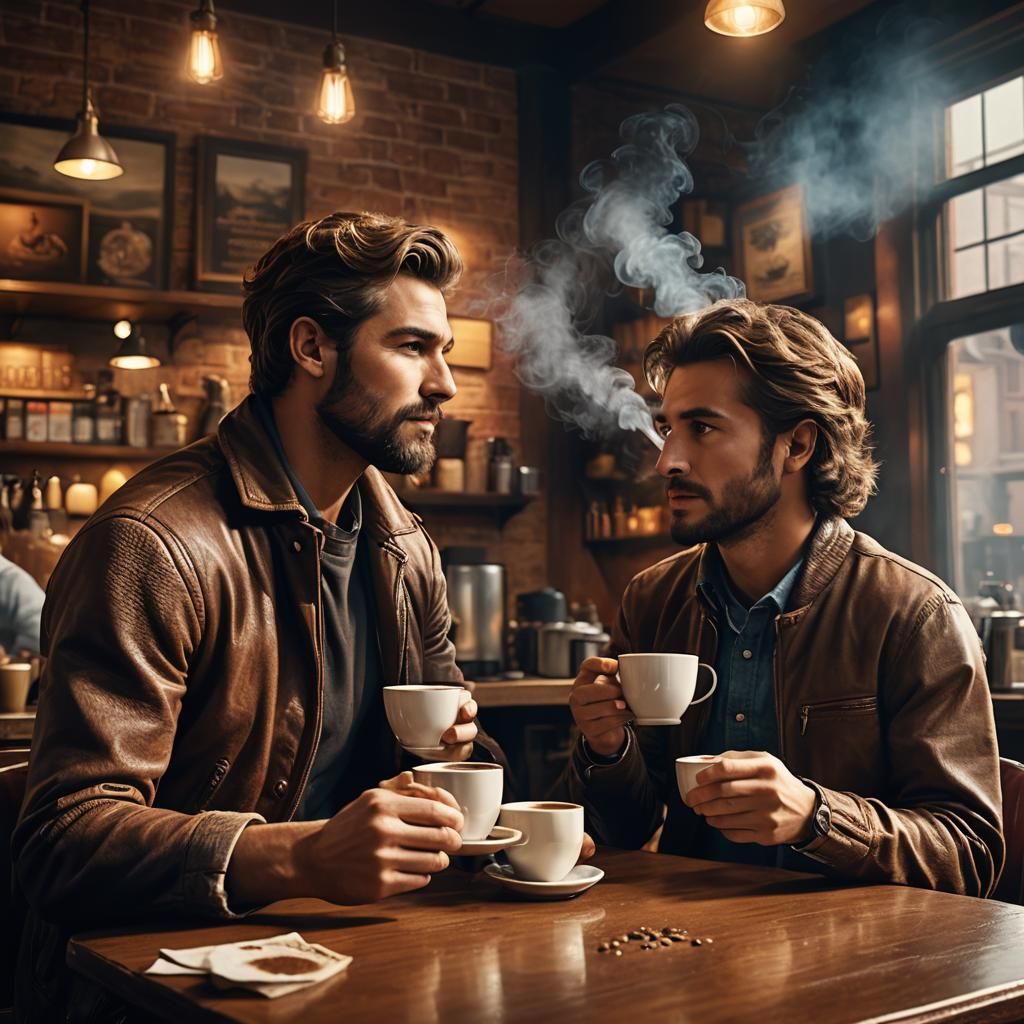 Friends Resolve Debate Over Coffee: Hyperrealistic Digital A...