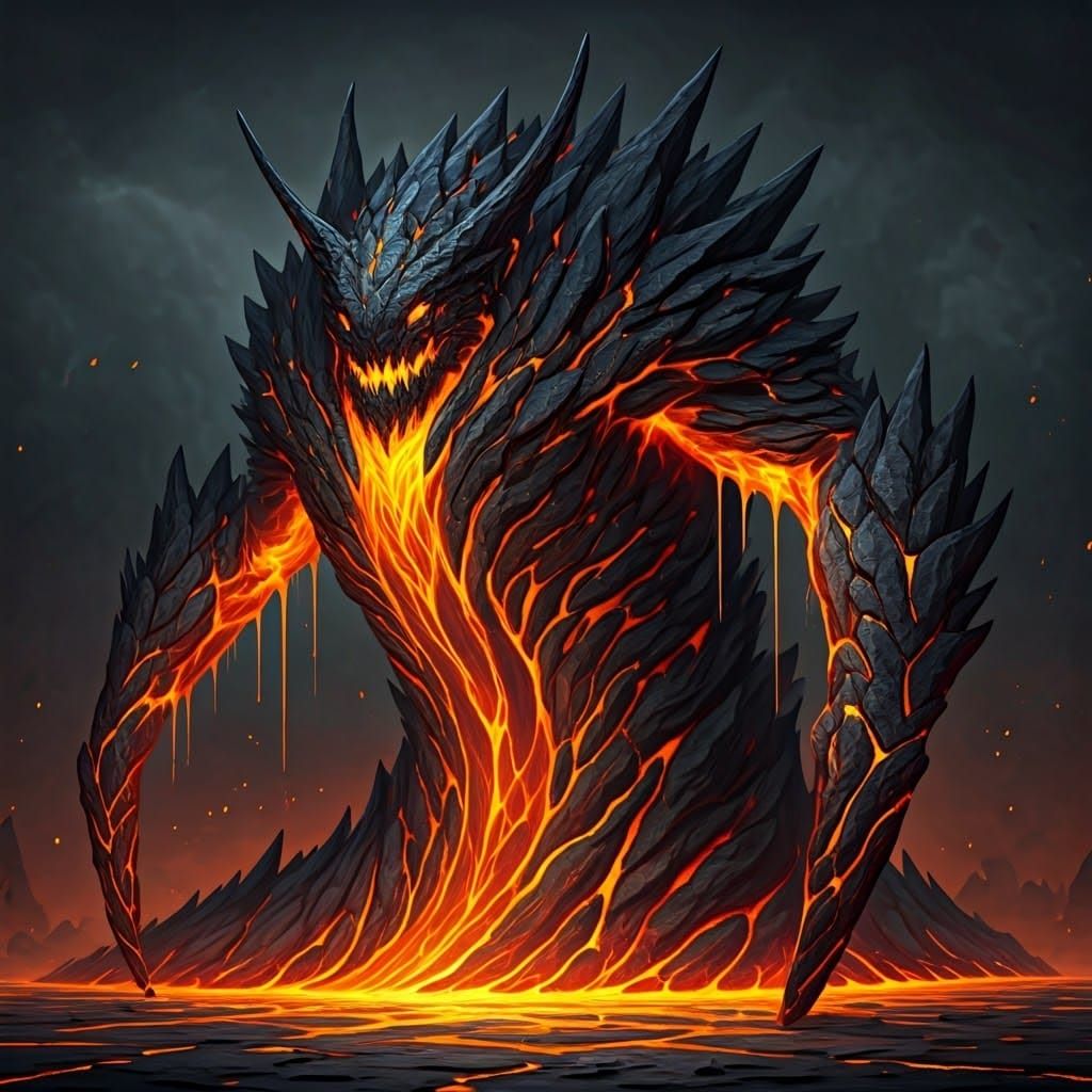 Magma Slug with Lava Rock Body and Redstone Wings