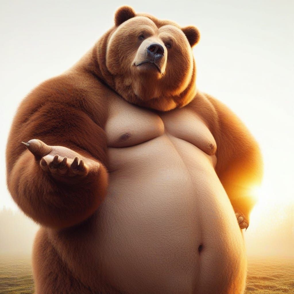 Obese Kodiak Bear Posing with Arrogant Contempt