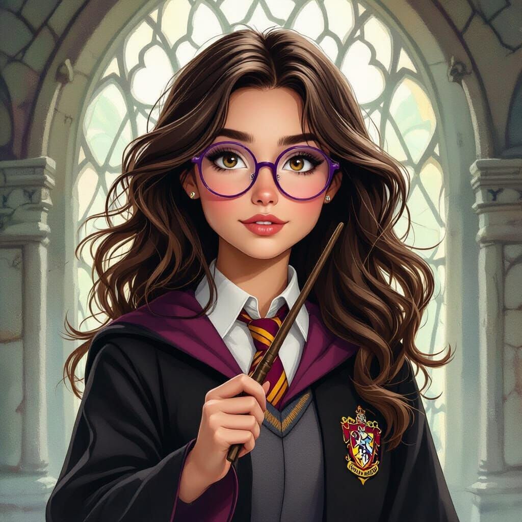 Young Wizard in Ravenclaw Robe, Whimsical Style