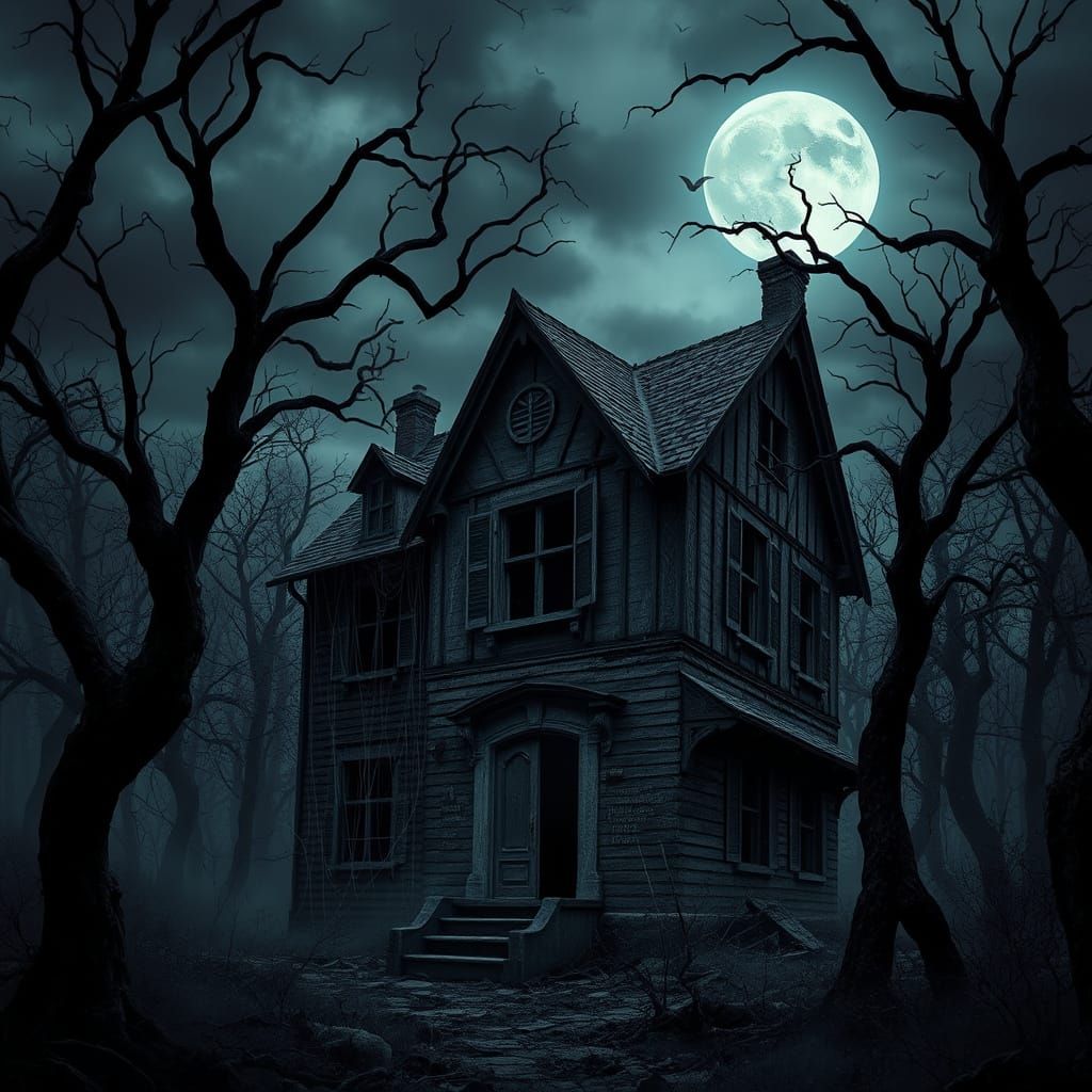 Gothic Haunted House in Eerie Forest