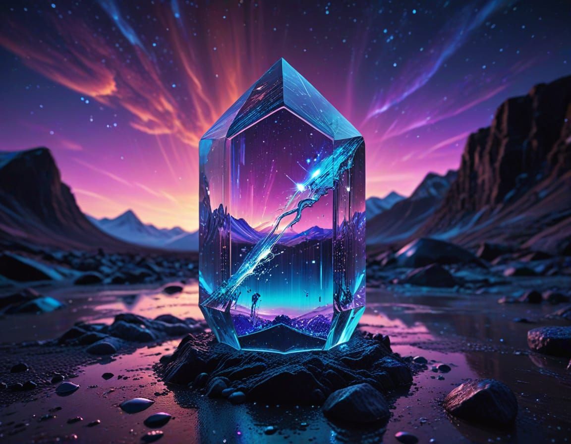 Surreal Android Goddess Under Starry Skies