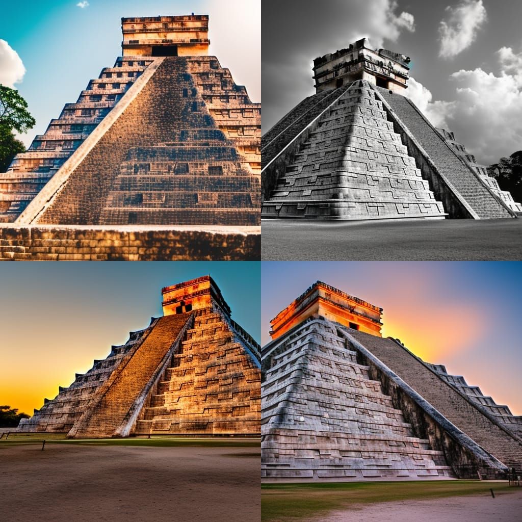 Chichen Itza Pyramid at Sunset