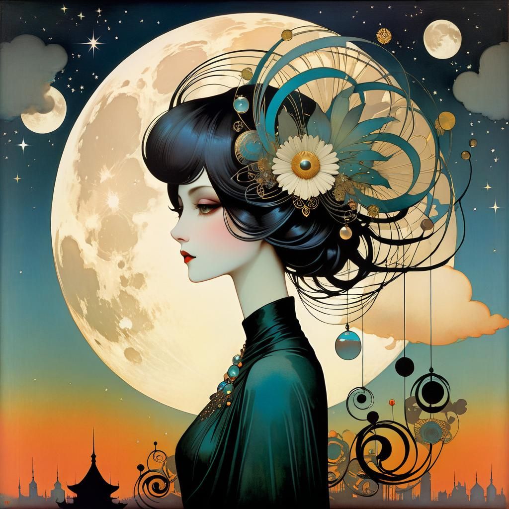 Surreal Twilight Cloudcore in Art Nouveau Style