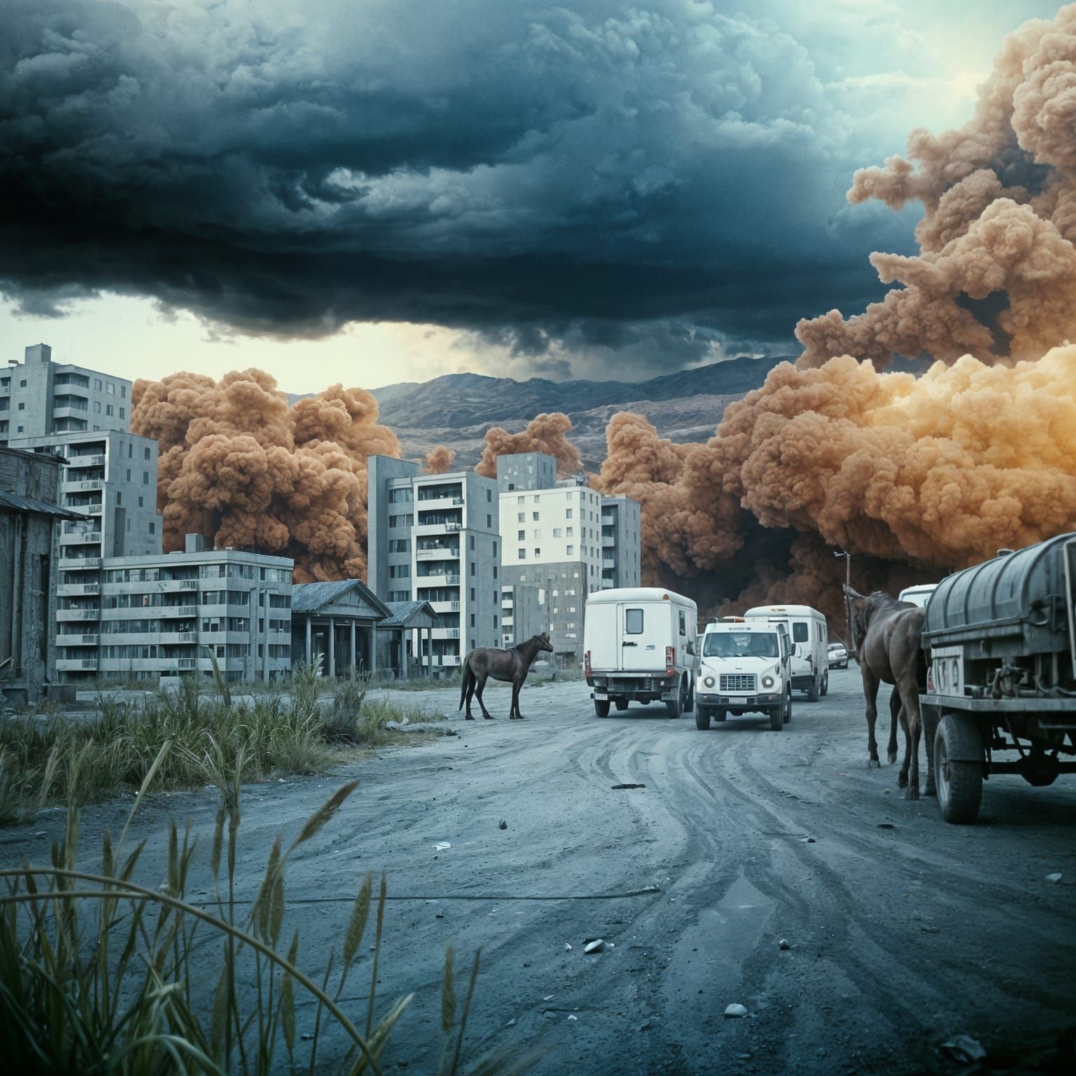 Epic Apocalyptic Film Still in Cinematic Style
