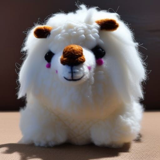 Hyper-Realistic Yarn Llama with Cute Face