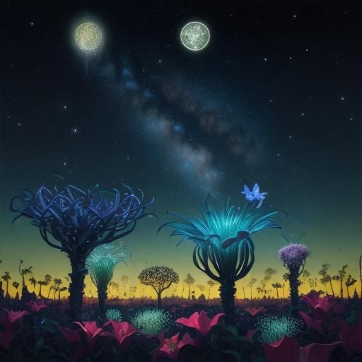 Magical Realism Garden with Zodiac Constellations