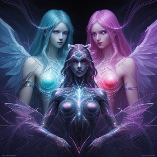 Cosmic Symmetry: Light vs Dark in Astral Illustration