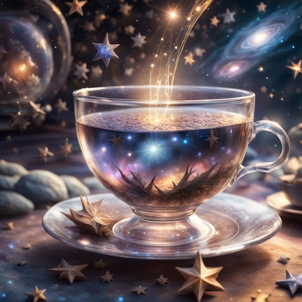 Galactic Tea Cup: Hyperrealistic Digital Art