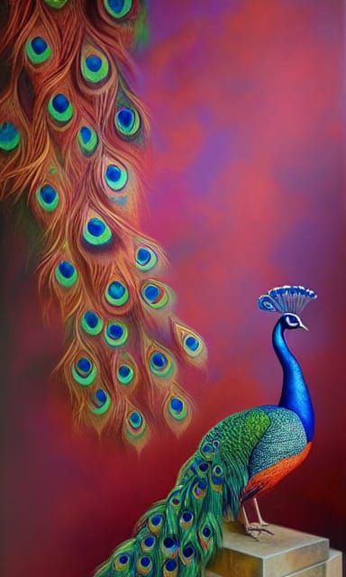 Colorful art with peacock