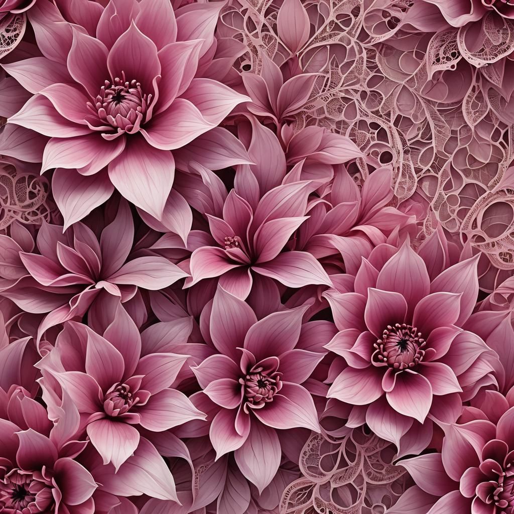 Vibrant Abstract Flowers in Pink Hues