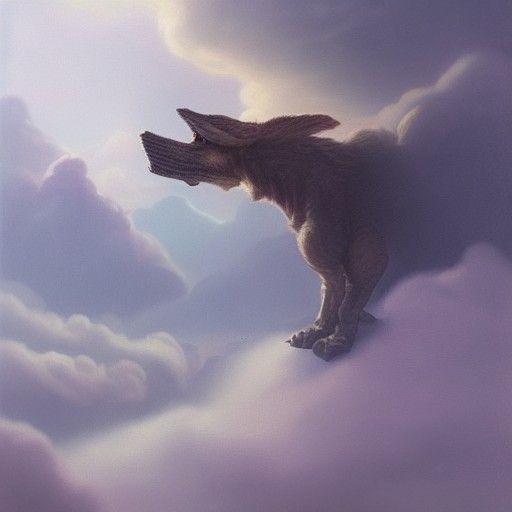 Hunter Hidden in Clouds, Fantasy Art