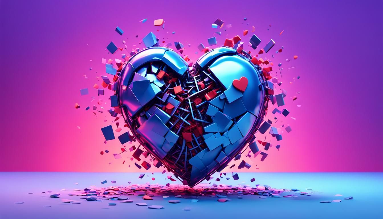 Abstract Broken Heart: 3D Digital Art