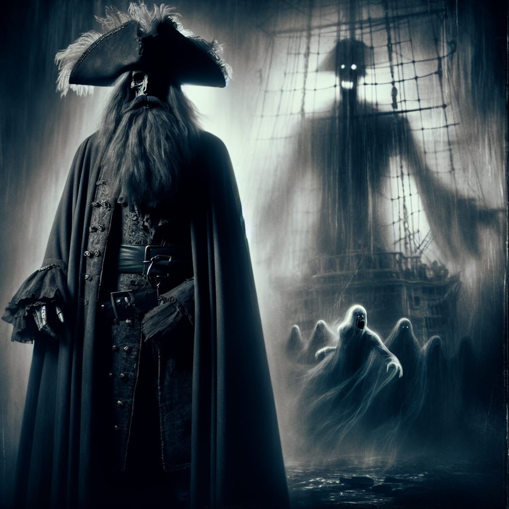 Blackbeard's Ghostly Pirate in Eerie Hollywood Style