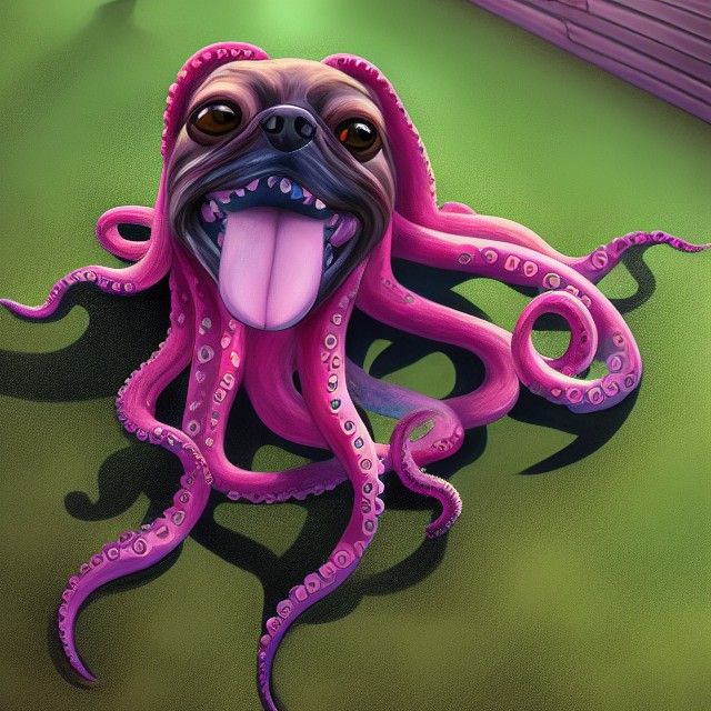 Dog Octopus Hybrid in Cel-Shaded Style