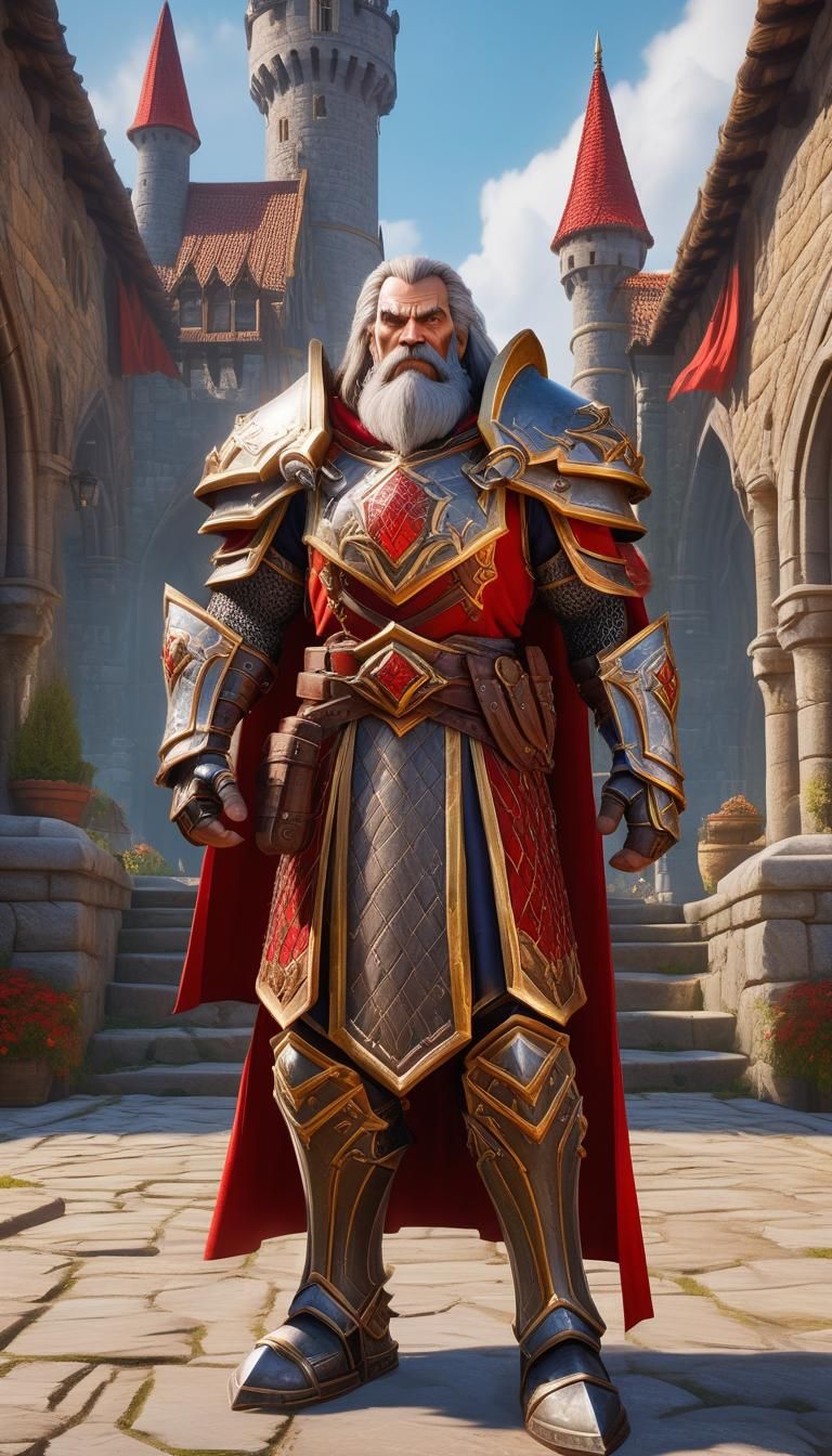 Warcraft Paladin in Intricate Armor, Hyperrealistic Style