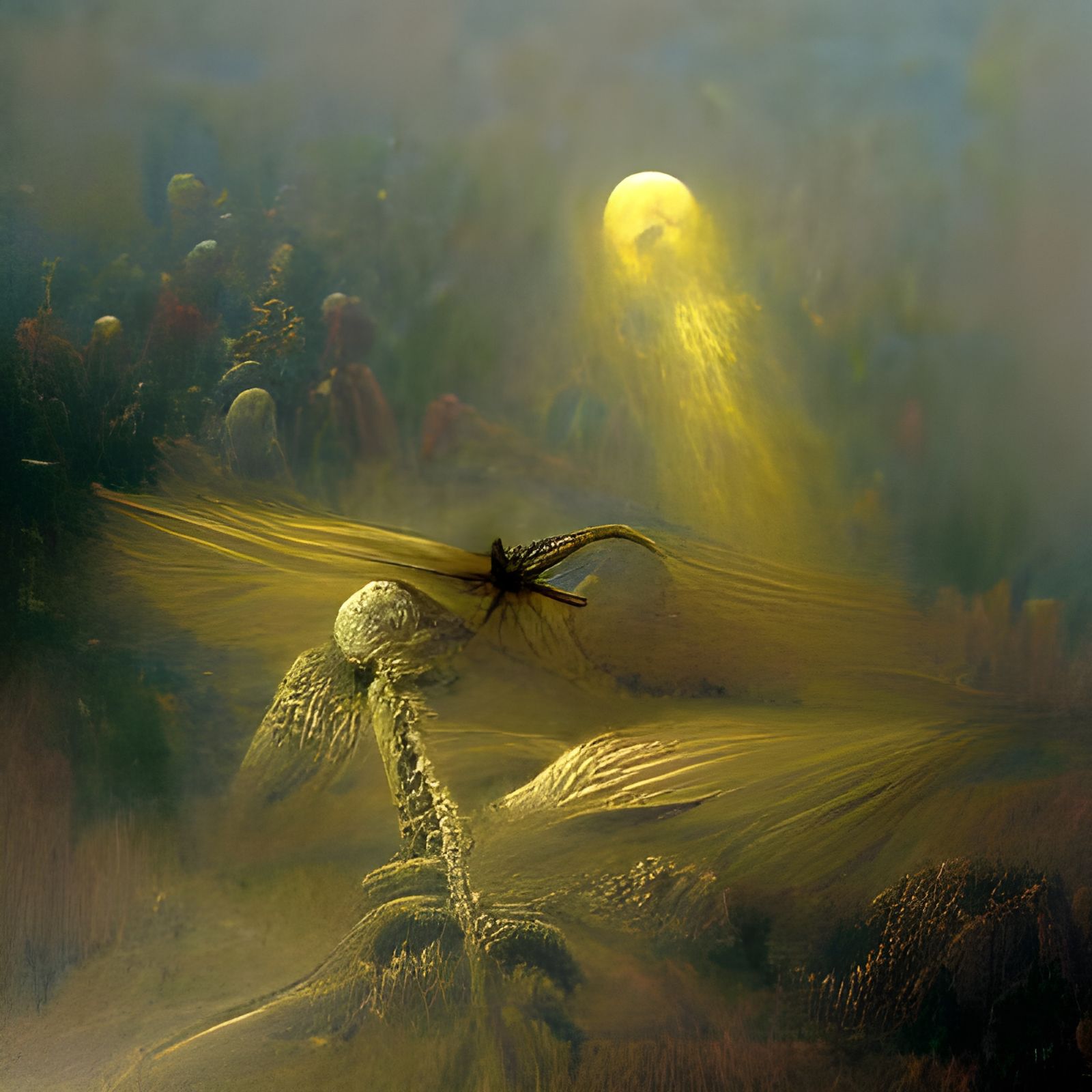 golden dust over the dragonfly