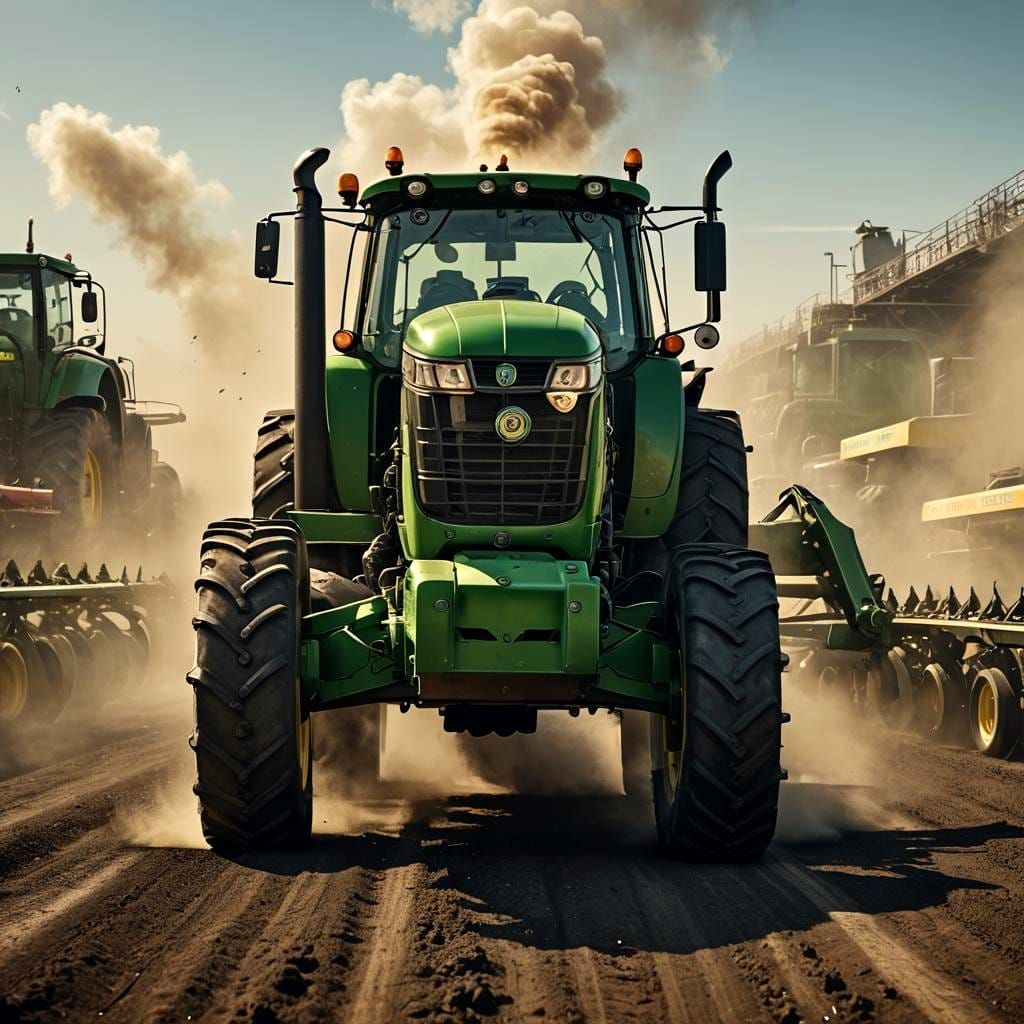 John Deere Tractor at Drag Strip in 8K