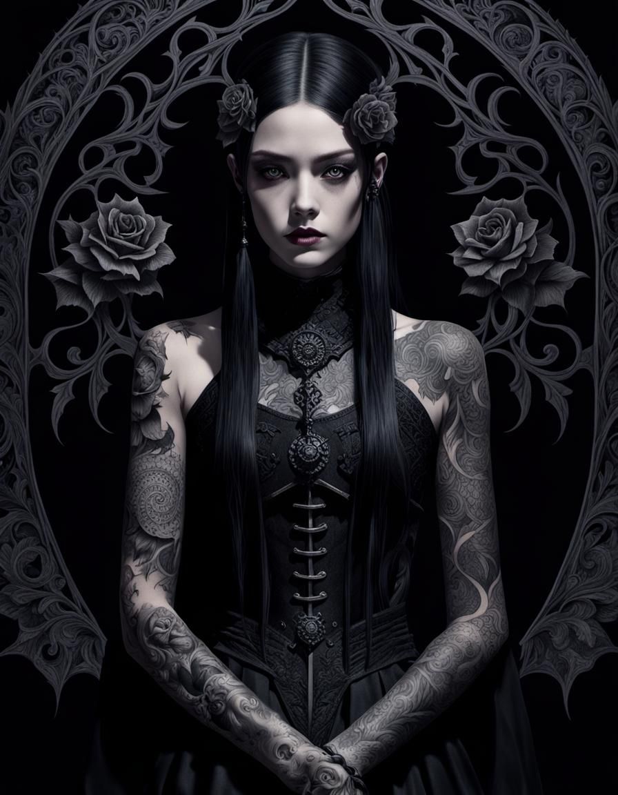 Gothic Fantasy Tattoo Concept Art in Digital Painting