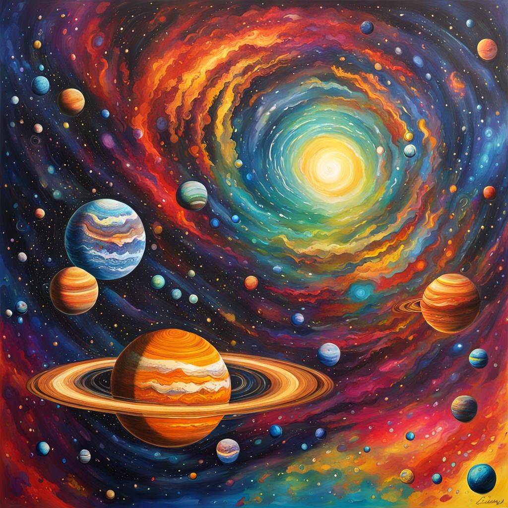 Psychedelic Milky Way Splash-Art Watercolor Painting