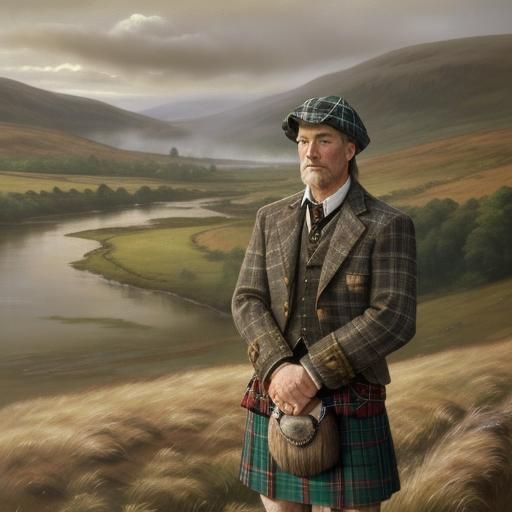 Scotsman in Highlands: Impressionist Watercolor Portrait