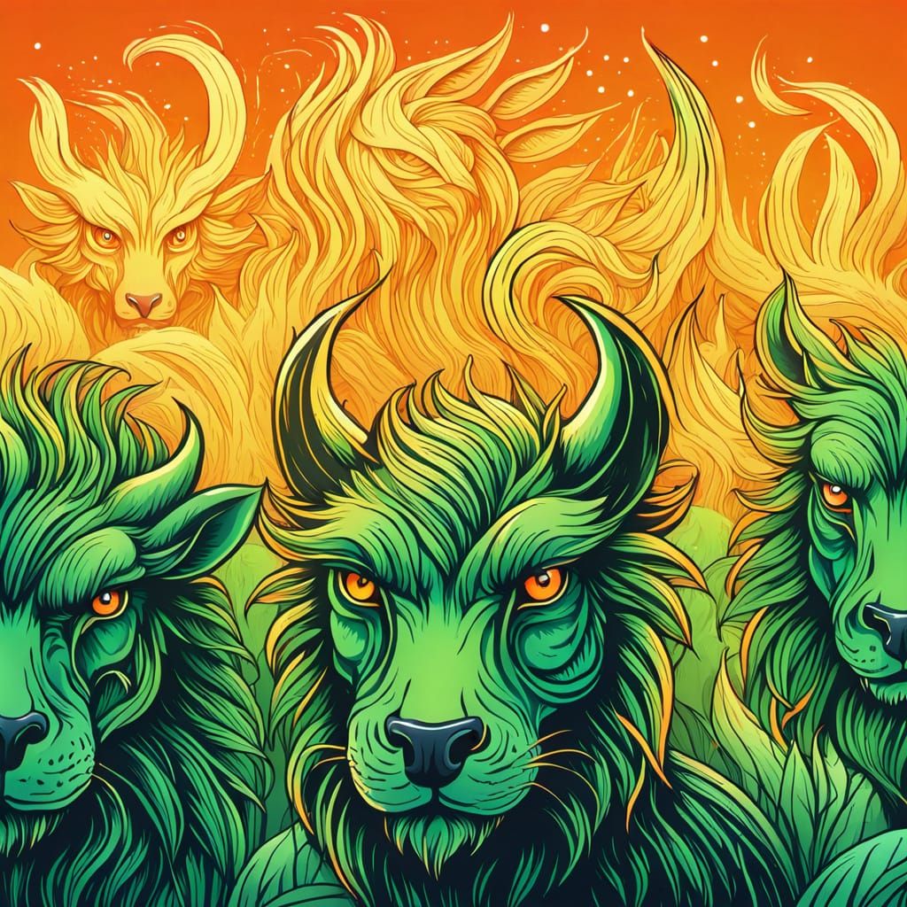 Neon Orange Grassland in Complementary Colors