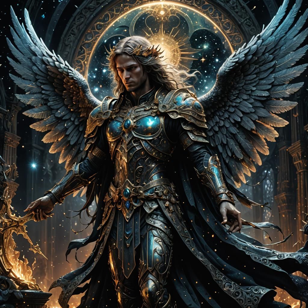 Dark Angel: Holographic Astral Illustration in 8K