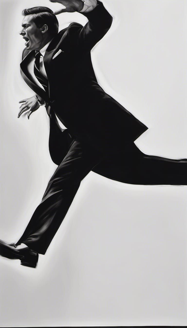 Photorealistic Charcoal Drawing of Man in Suit