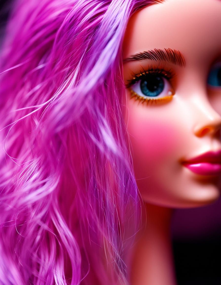Macro Photograph of Barbie Doll Hair
