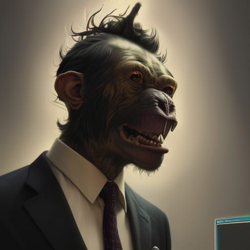 Ape in Suit: Surreal Fantasy Portrait