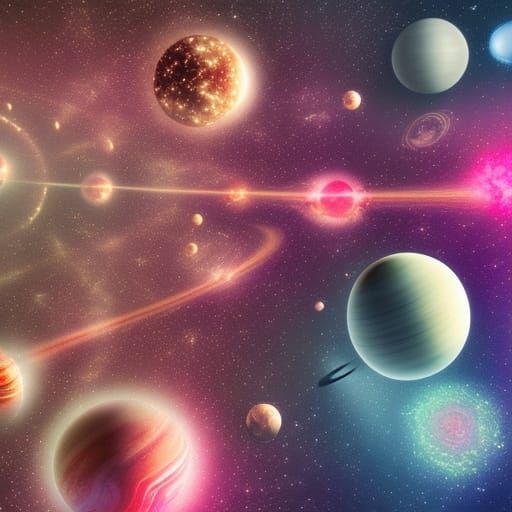 Electric Fractal Planets Orbiting the Sun in HDR