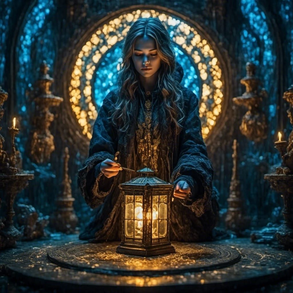 Time-Traveling Figure in Neon UV Vortex