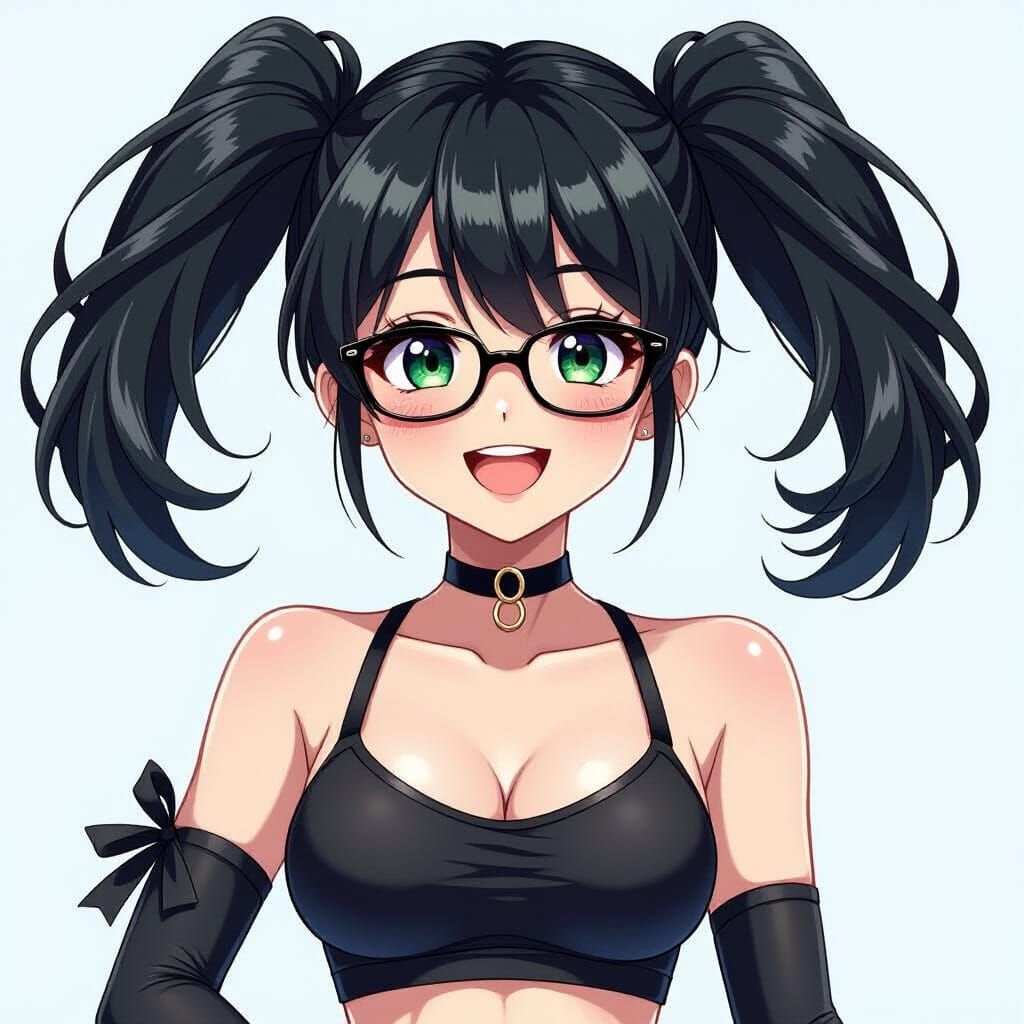 Anime Girl Mid-Jump in Cheerleading Outfit as Digital Art