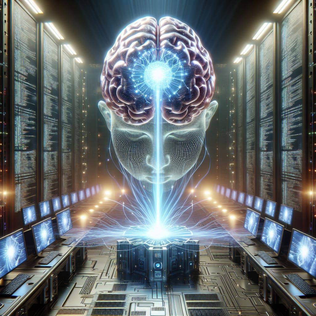 Futuristic AI Brain in Moment of Revelation