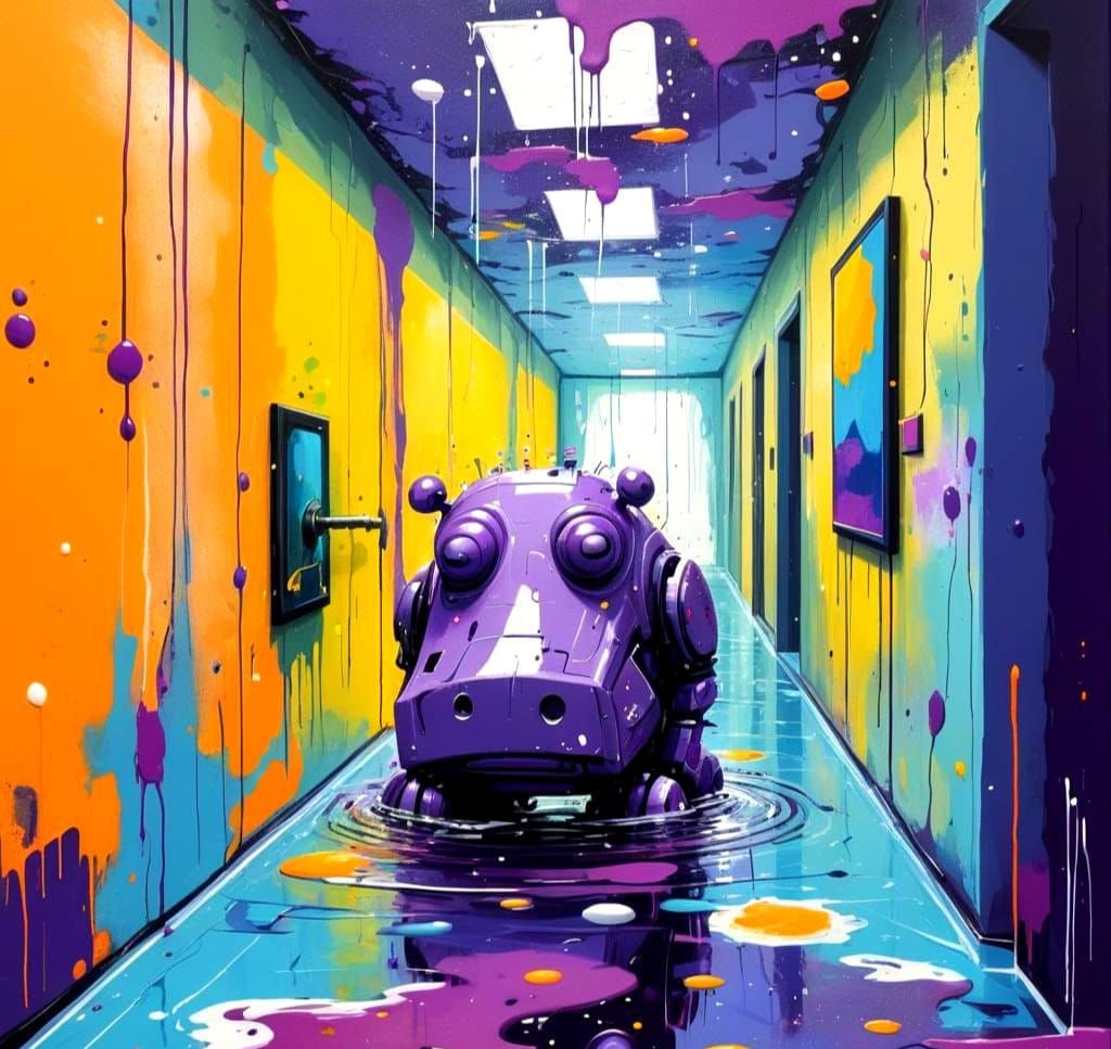 Purple Hippo, Flooded Hallway
