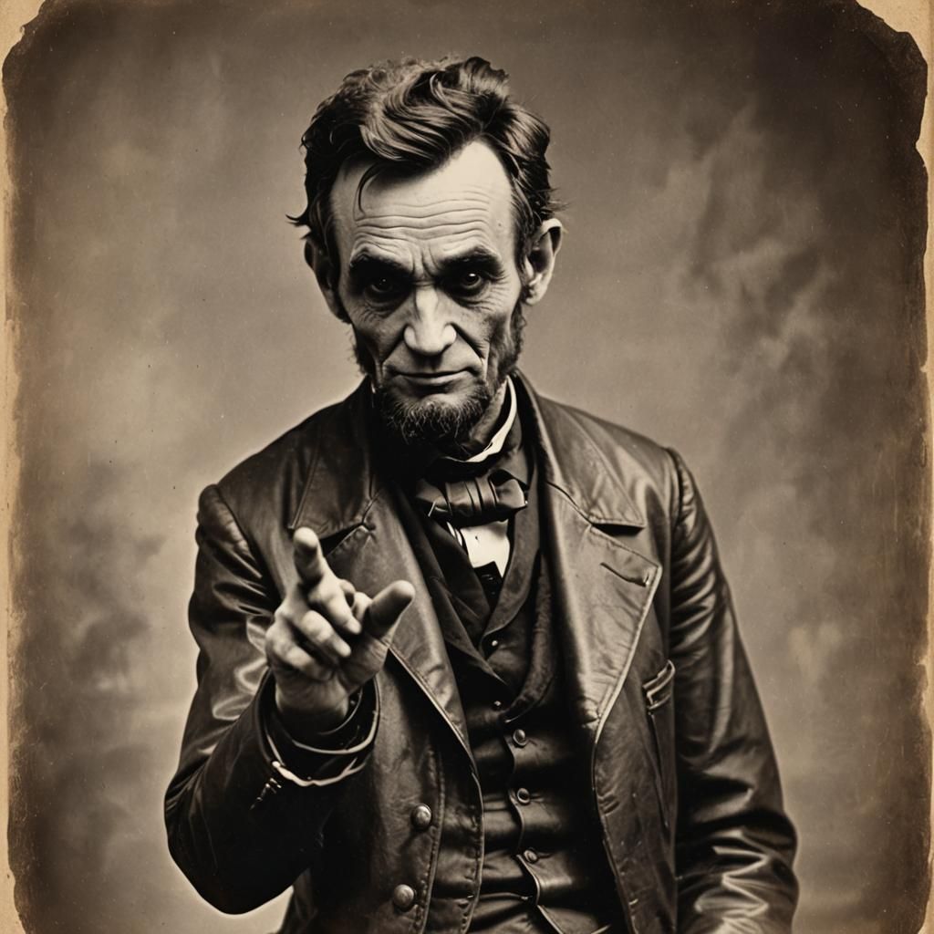 Abraham Lincoln as Goth Teen in Sepia Photo