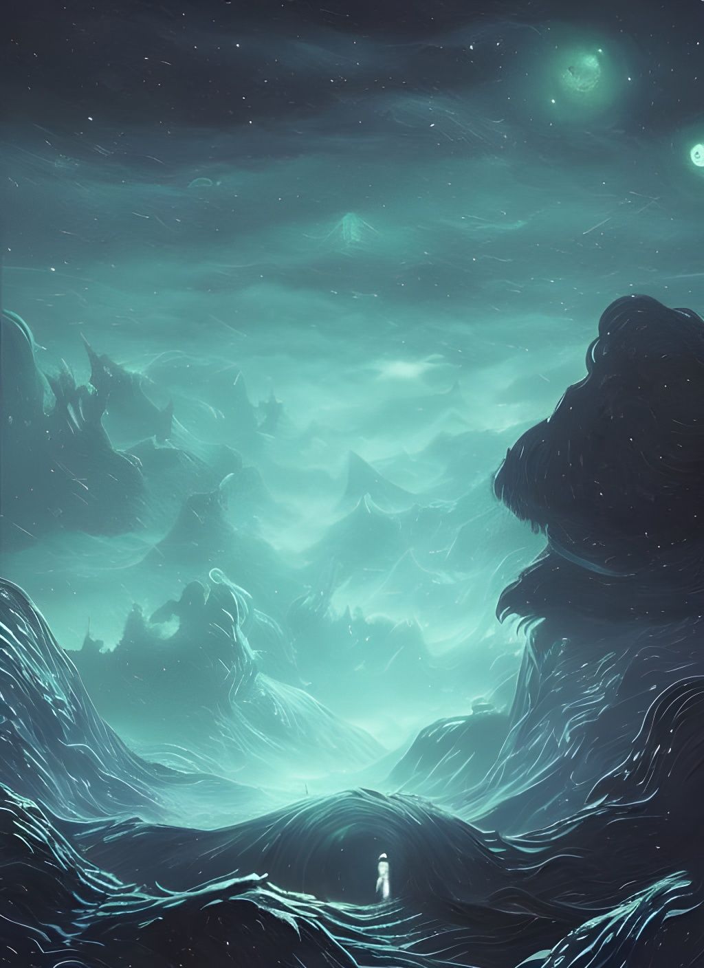 Frozen Cosmic Terrors: Abstract Digital Art