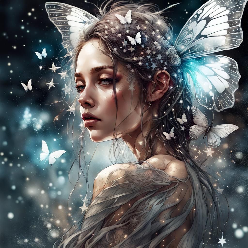 Ethereal Silver Butterfly with Filigree Wings