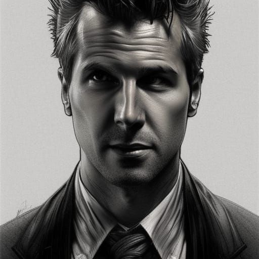 Hyperdetailed Portrait of John Constantine in Ink