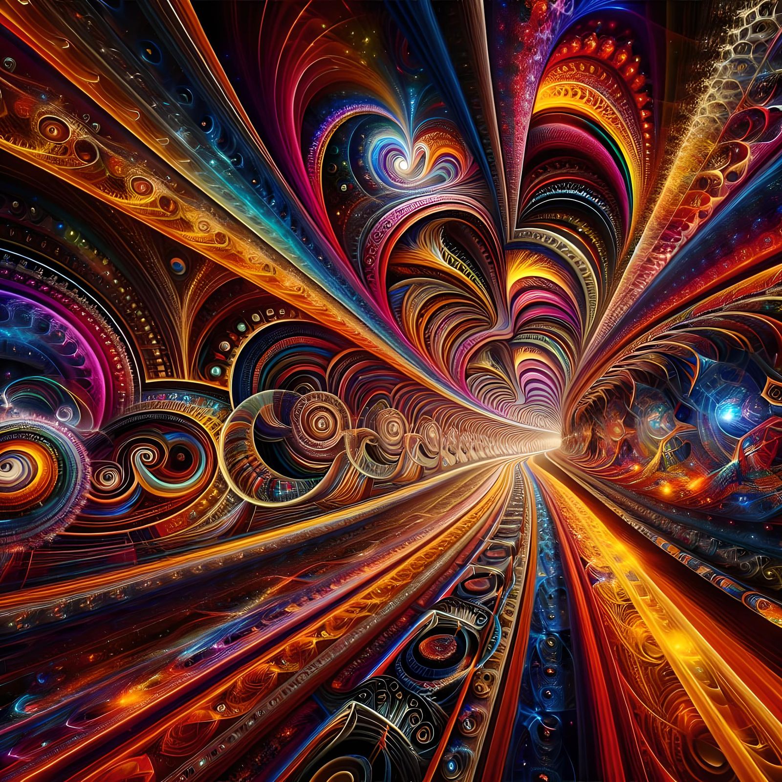 Psychedelic Fractal Tunnel: A Mesmerizing Journey
