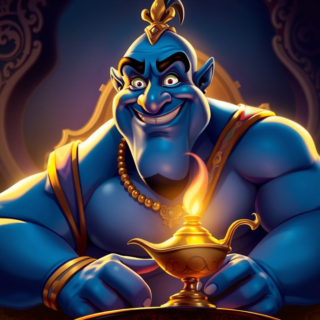 The Genie from Aladdin in a Fantasy Concept Art