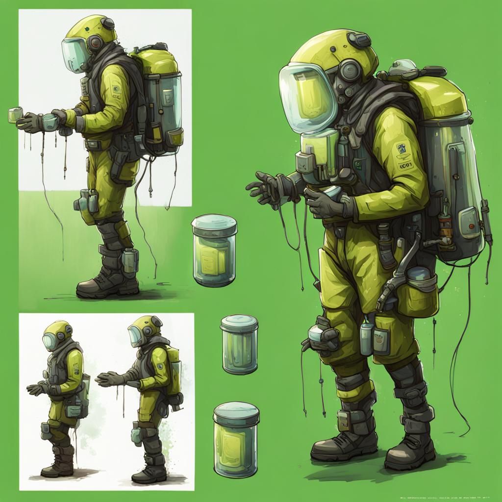 Futuristic Worker Unit Concept Art in Metallic Robotics Suit