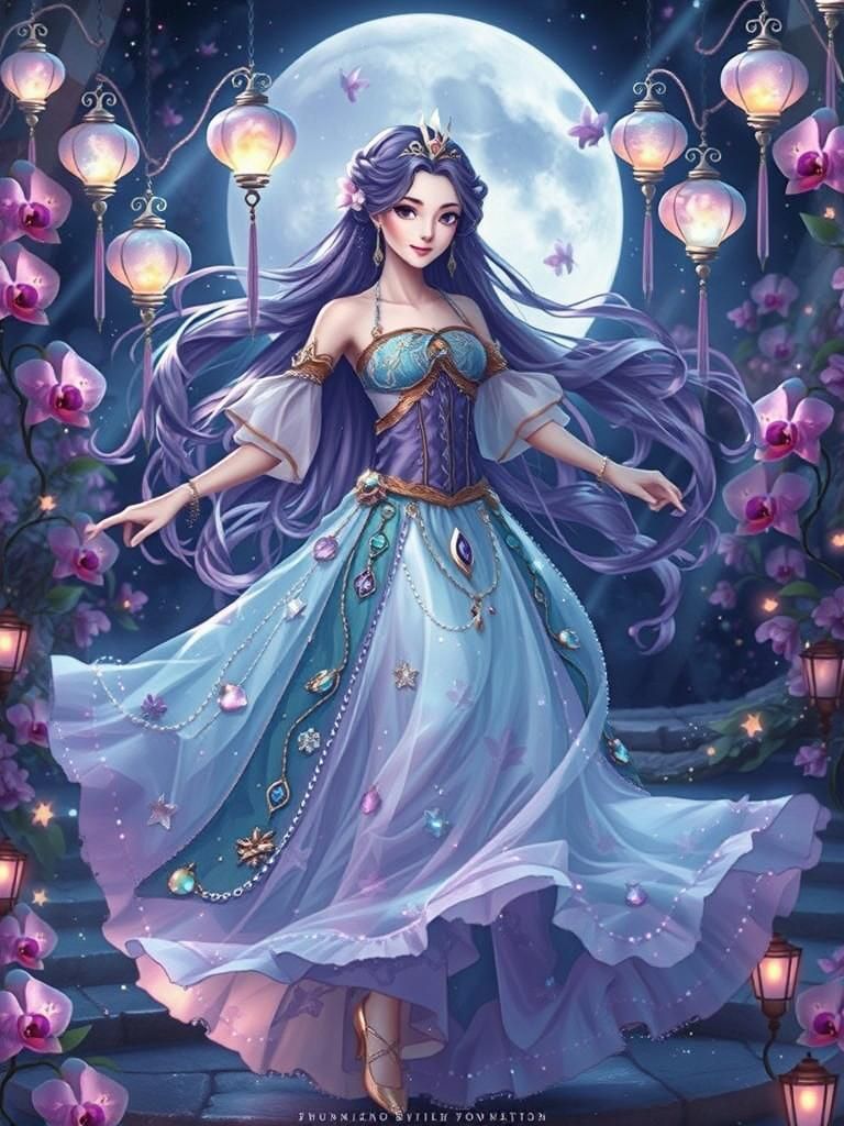 Majestic Moon Princess in Enchanted Garden