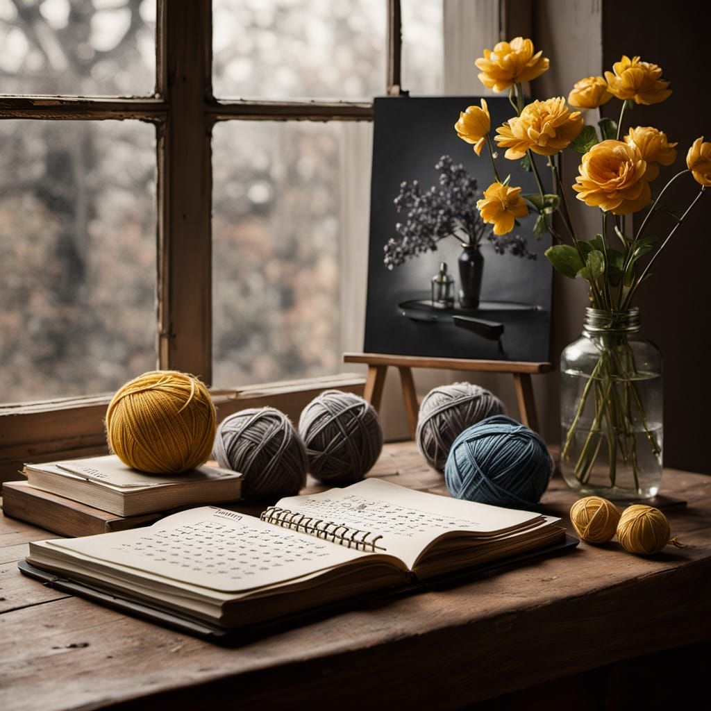 Inspiring Knitting Calendar Scene in Warm Golden Light