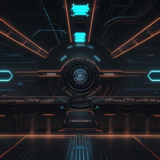 Glowing Industrial Engine in Futuristic Metallic Style