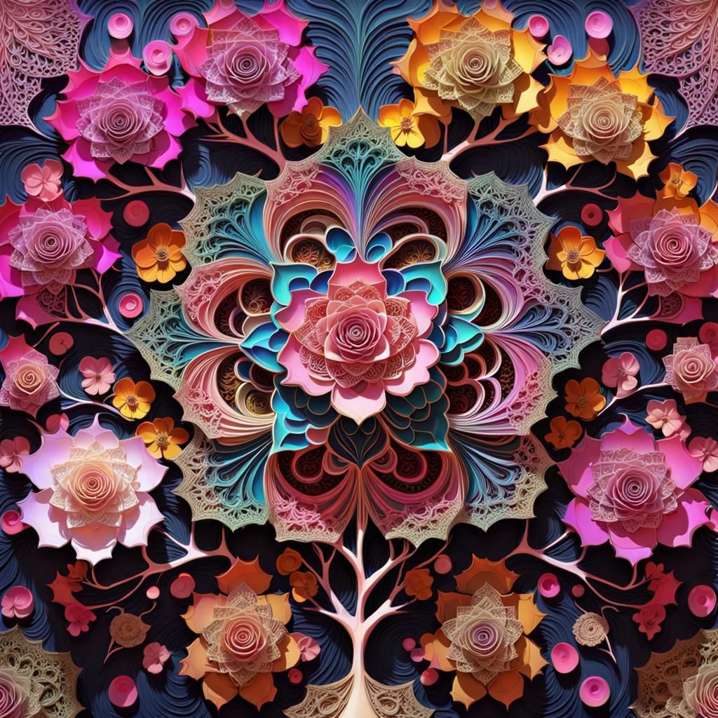 Ethereal Fractal Blossom Tree in Divine Light