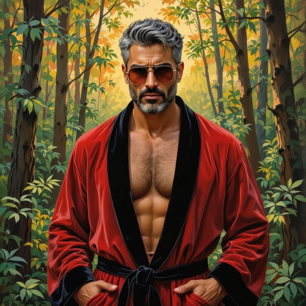 Impressionist Portrait of a Man in Bathrobe