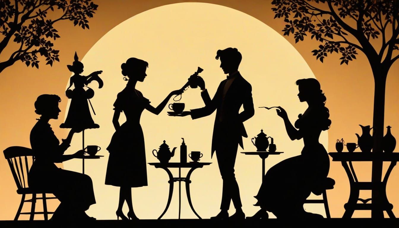 Silhouette Animation in a NightCafe Setting, Inspired by Gol...
