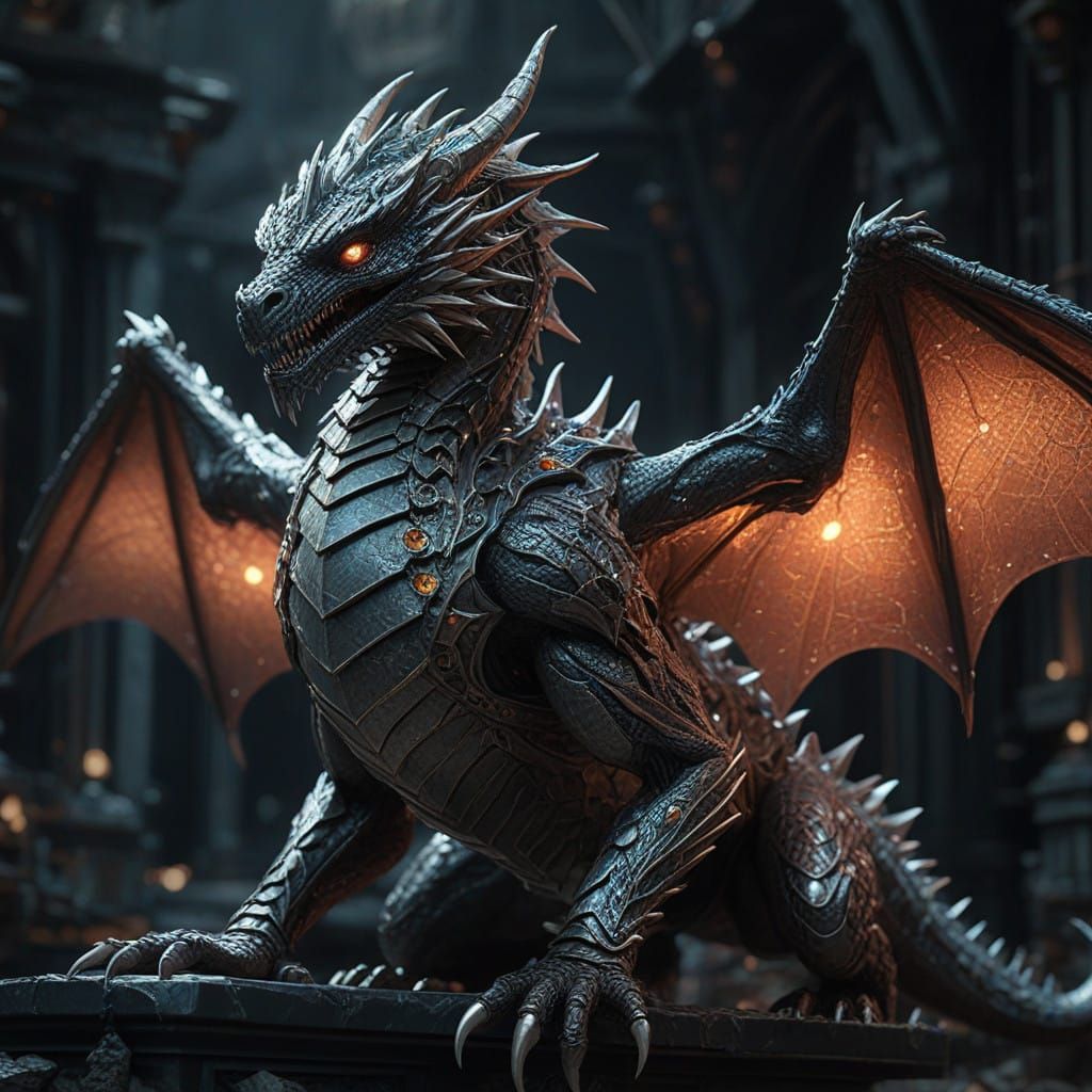 Majestic Dragon Adorned with Precious Stones